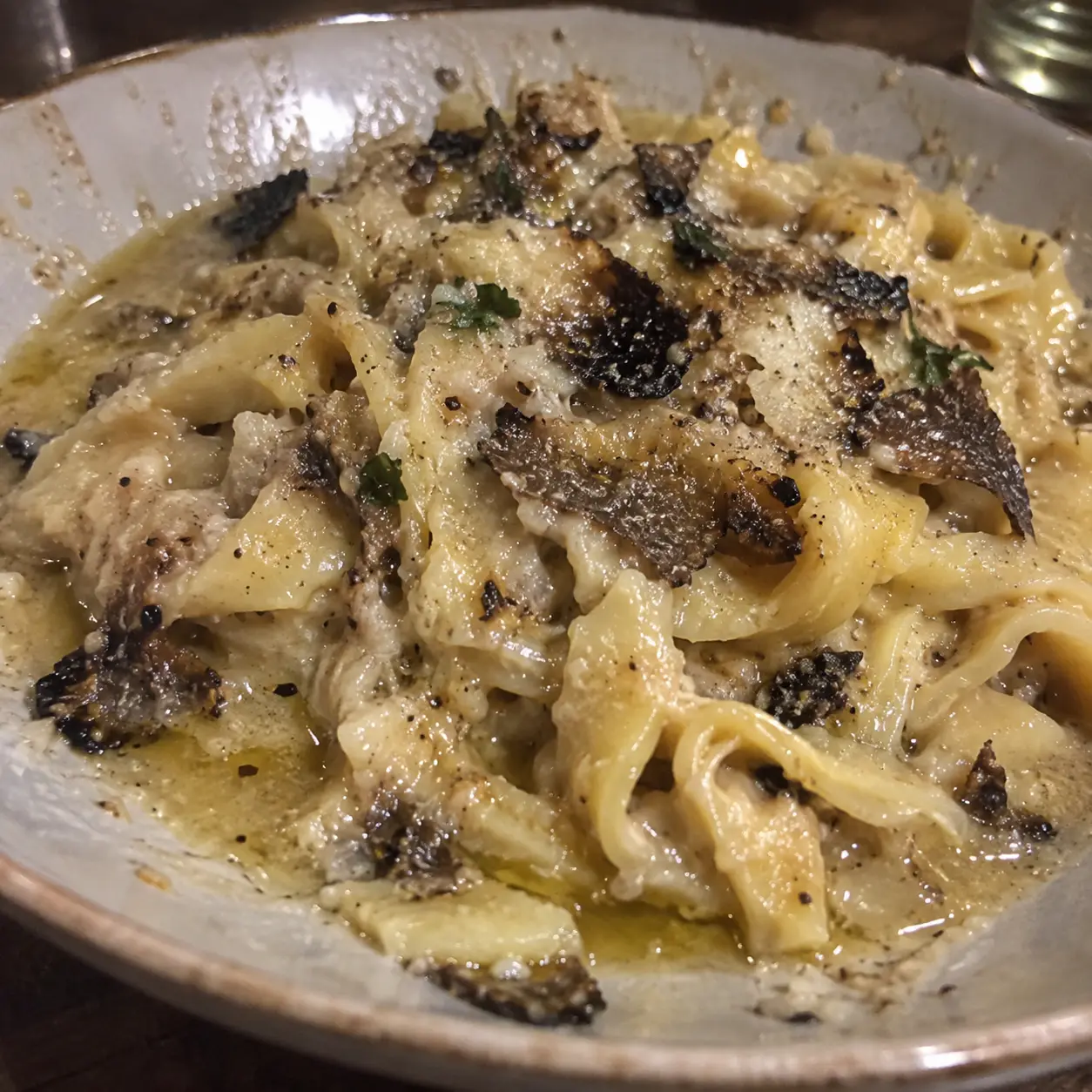 Original phone photo of the truffle pasta you deliver